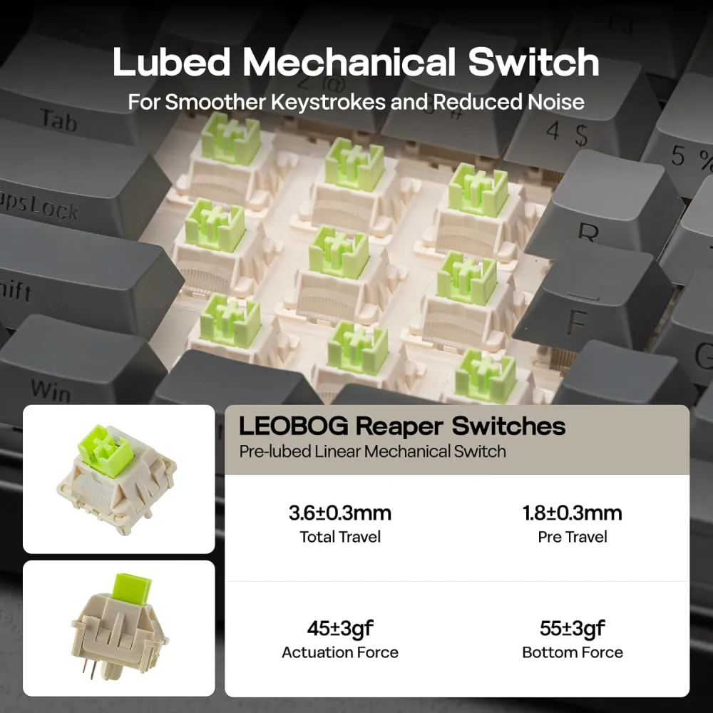 Teclado Mecánico Inalámbrico AULA F75, 75%, Tri-Modo BT/2.4GHz/USB-C, Switches Reaper, Color Negro Degradado, Español - imagen 4
