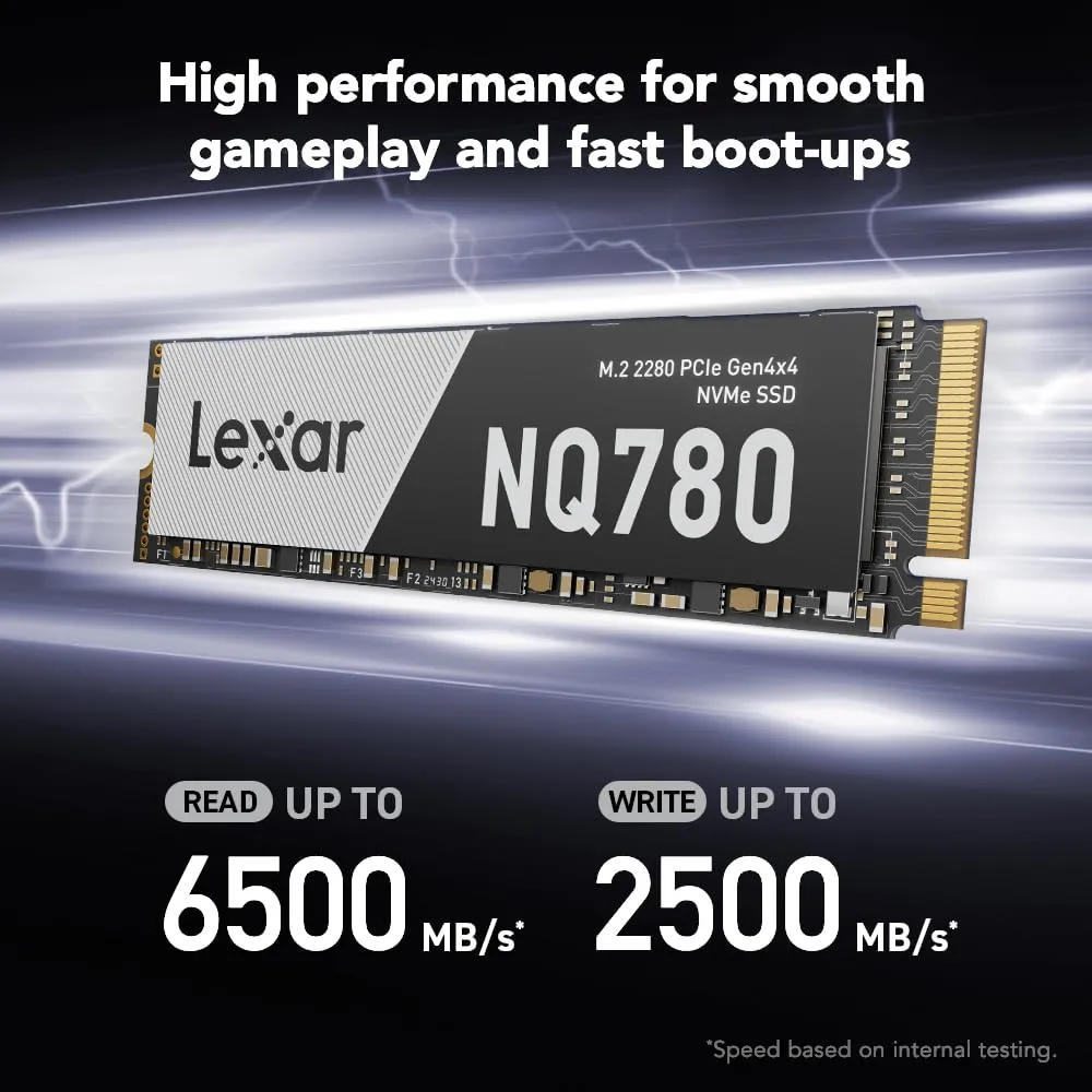 SSD M.2 2280 NVMe PCIe Gen4x4 Lexar NQ780 1TB, Lectura 6,500MB/s, Escritura 2,500MB/s - imagen 1