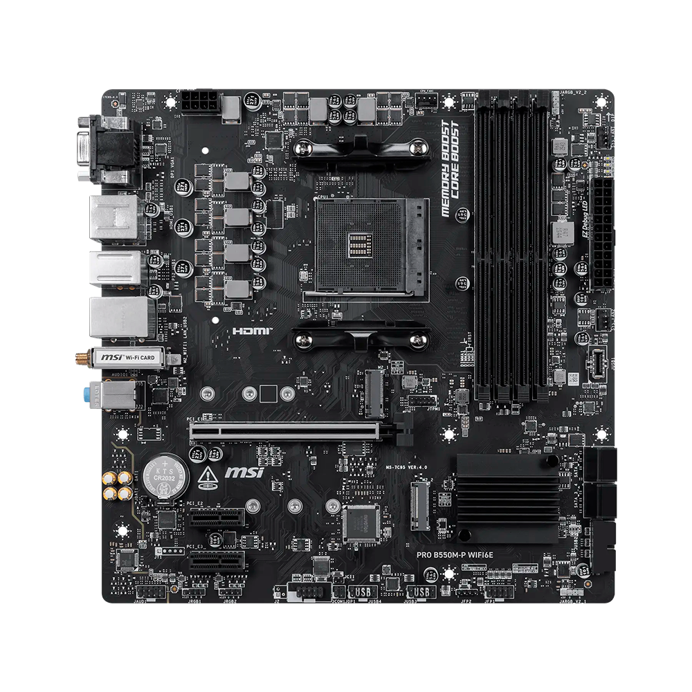 Motherboard AM4 Micro-ATX MSI PRO B550M-P WIFI6E, 128GB RAM DDR4 Max, 2 M.2 PCIe 4.0, Wi-Fi 6E + BT 5.3 - imagen 1