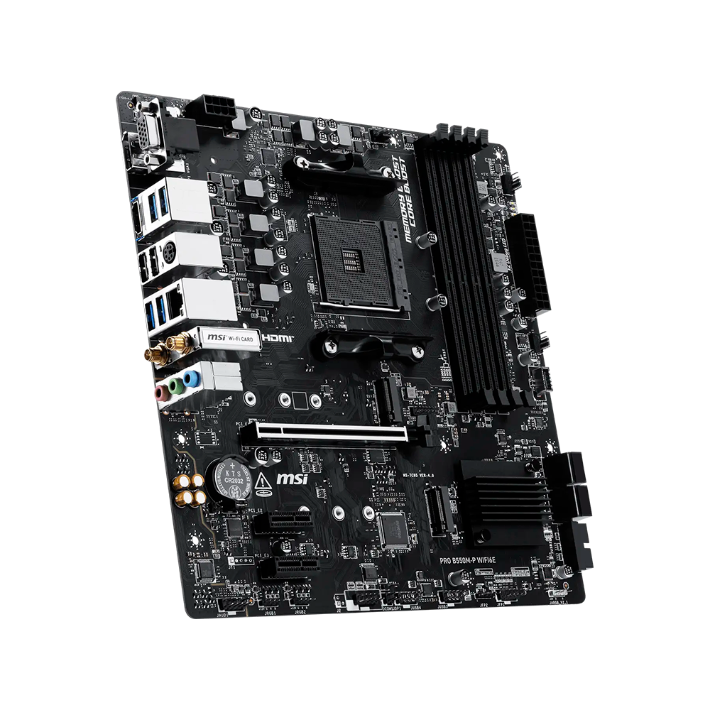 Motherboard AM4 Micro-ATX MSI PRO B550M-P WIFI6E, 128GB RAM DDR4 Max, 2 M.2 PCIe 4.0, Wi-Fi 6E + BT 5.3 - imagen 2