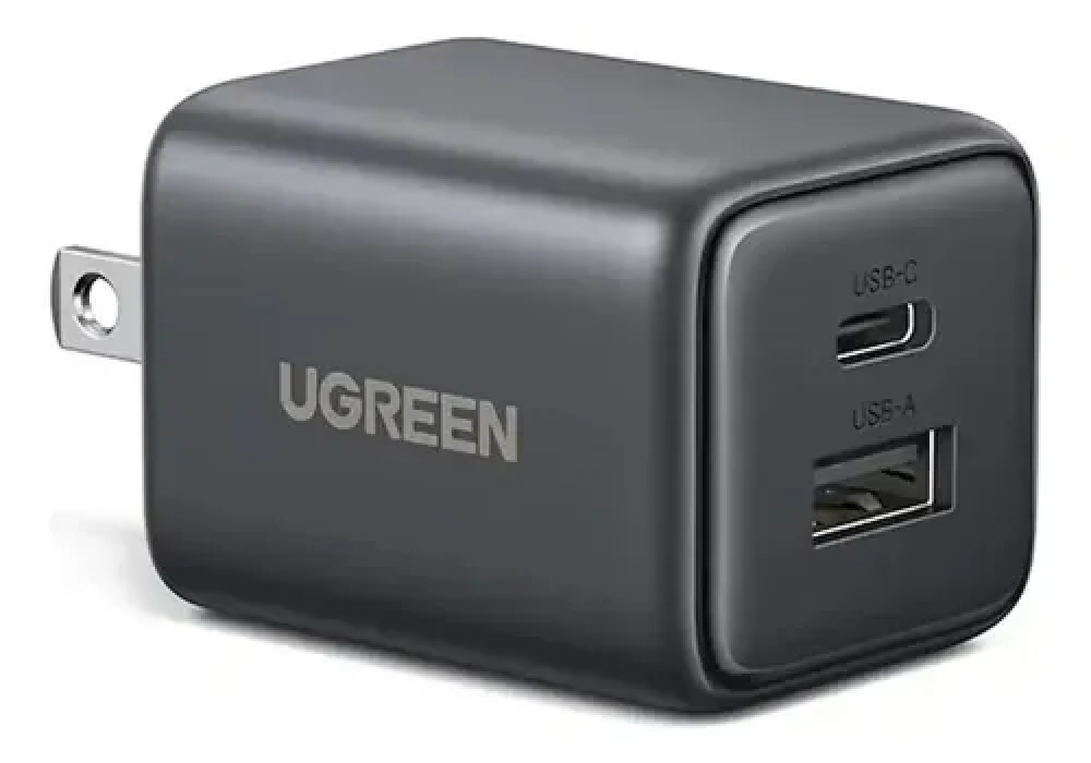 Cargador de Pared Ugreen X514, 20W GaN, Puertos USB-C y USB-A, Color Negro - imagen 1