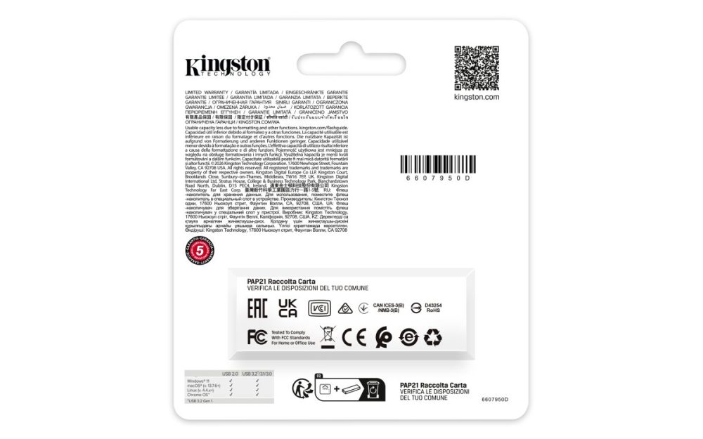 Memoria USB-A 128GB Kingston DataTraveler Exodia S, USB 3.2 Gen 1, Plastico, Color Negro/Turquesa - imagen 3