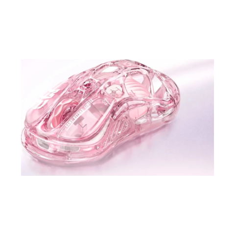 Mouse Inalámbrico Tri-Modo GravaStar Mercury M2, 26,000dpi, 88g, 5 Botones, BT/2.4GHz/USB-C, RGB, Color Crystal Rose