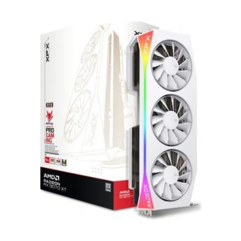 Tarjeta de Video AMD RADEON RX9070XT OC XFX Mercury RGB White, 16GB GDDR6, 3 DisplayPort + 1 HDMI, Min 800W
