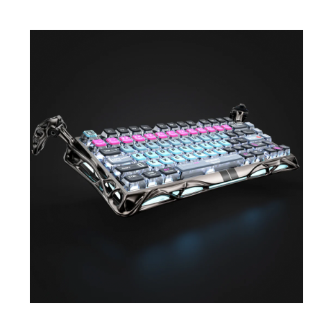 Teclado Gaming Gravastar Mercury V75 Pro, Switch Hall Effect Magnético, Alámbrico USB-C, 75%, RGB, Edición Cyberpunk