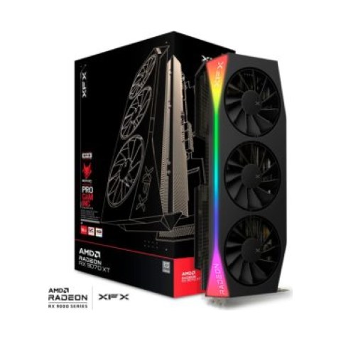 Tarjeta de Video AMD RADEON RX9070XT XFX Mercury RGB 16GB GDDR6, 3 DisplayPort + 1 HDMI, Min 800W