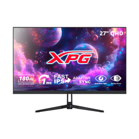Monitor 27" 2560x1440 180Hz 1ms, XPG RIFT R27Q8, Panel Fast IPS, 2 HDMI + 2 DisplayPort, VESA 75mm, Color Negro