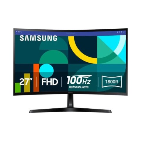 Monitor Curvo 27" 1920x1080 100Hz 4ms, Samsung Essential S3, Panel VA, 1 HDMI + 1 VGA, VESA 75mm, Color Negro