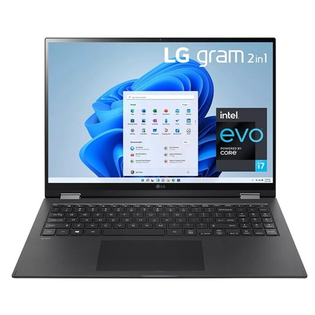 Laptop LG Gram Intel® Core™ i7 Híbrido (2-en-1)  16" Pantalla táctil WQXGA 16 GB -SDRAM 512 GB SSD Wi-Fi 6 (802.11ax) Windows 11 Home Negro