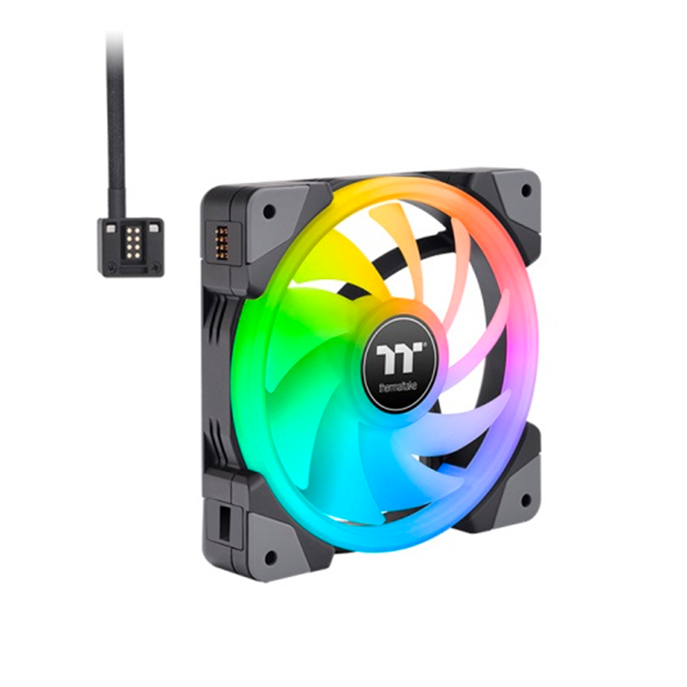 Kit de 3 Ventiladores 120mm ThermalTake Swafan EX120 RGB, Magneticos, Aspas intercambiables, Color Negro