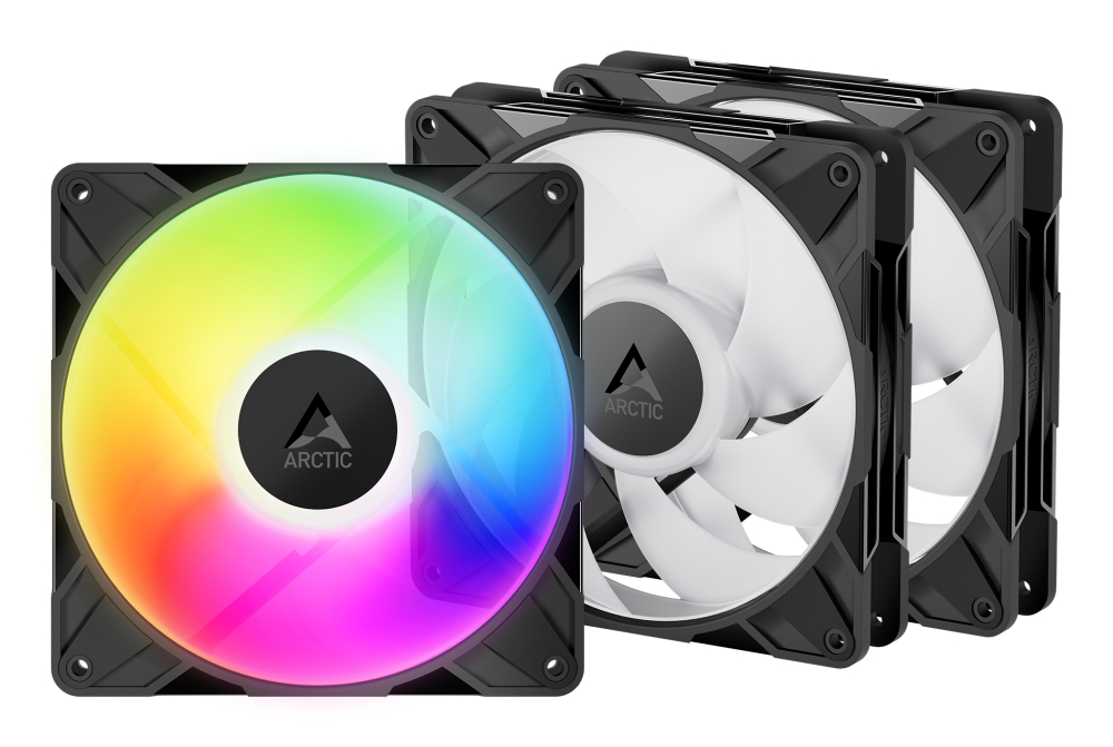 Kit de 3 Ventiladores 140mm Artic P14 Pro A-RGB, RGB, Sistema en Cadena, Color Negro