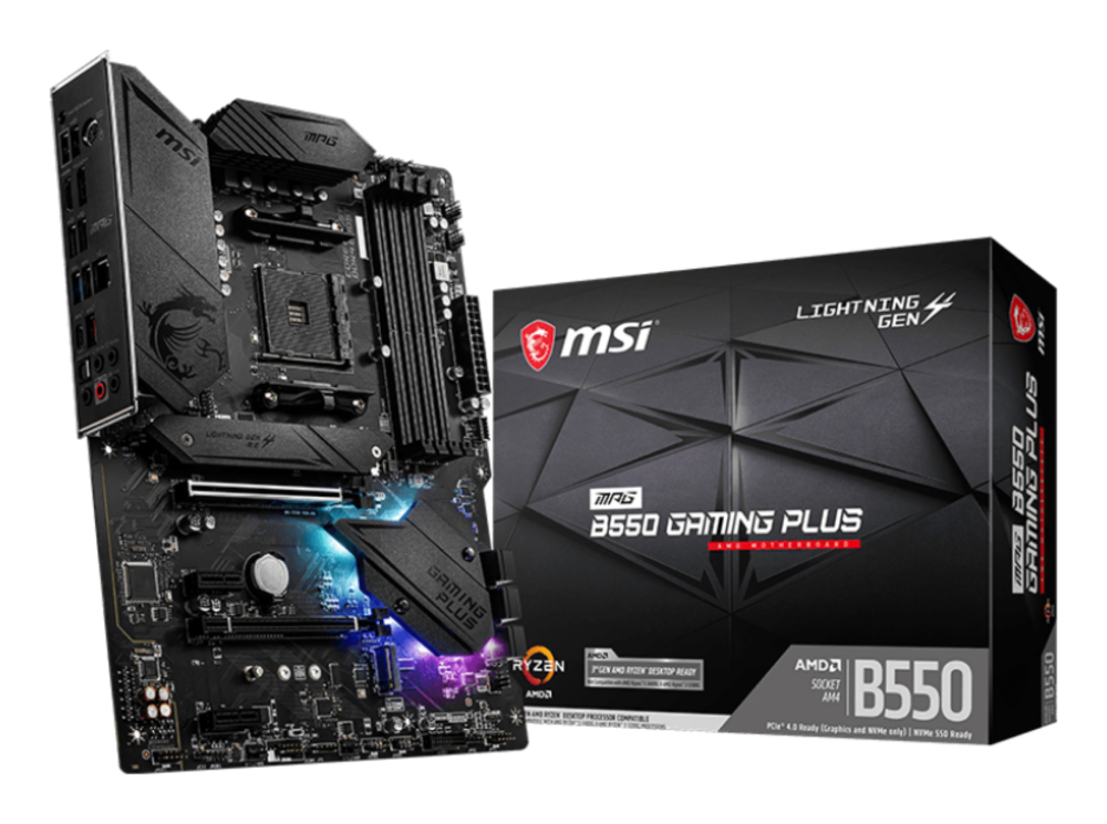 MotherBoard AM4 ATX MSI B550 GAMING PLUS, 128GB RAM DDR4 Max, 1 M.2 PCIE 4 + 1 M.2 PCIE 3