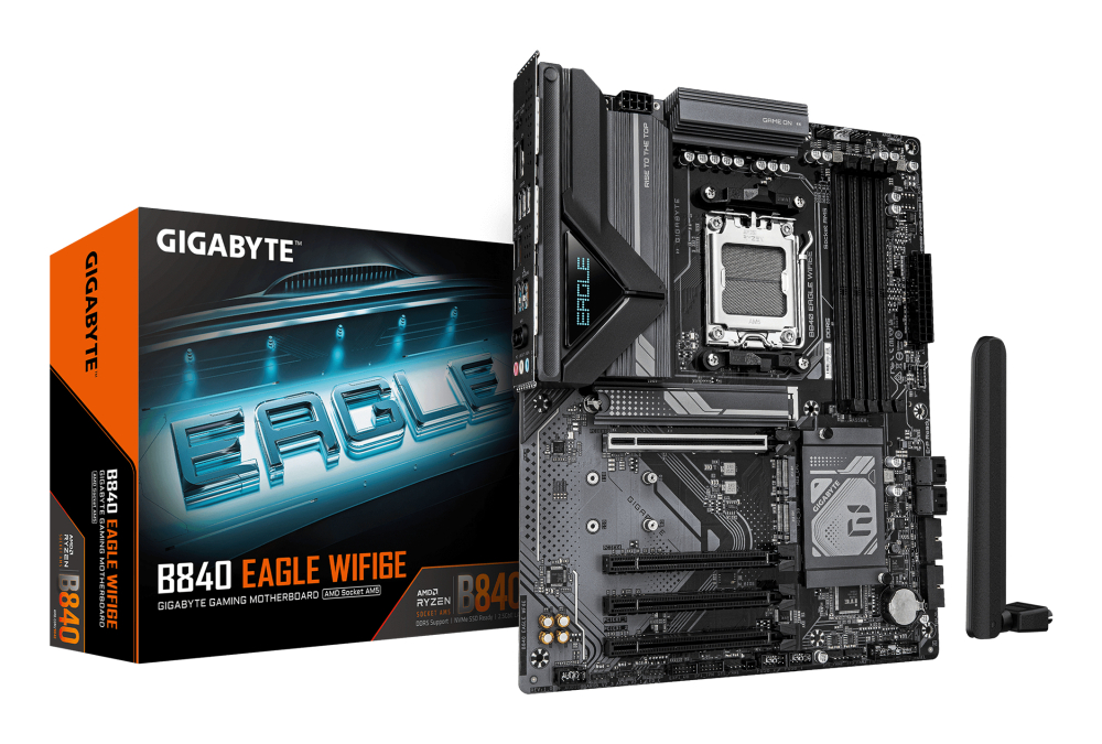 Motherboard AM5 ATX Gigabyte B840 EAGLE WIFI6E, 256GB RAM DDR5 Max, 3 M.2 PCIe 4, Wi-Fi 6E + BT 5.3