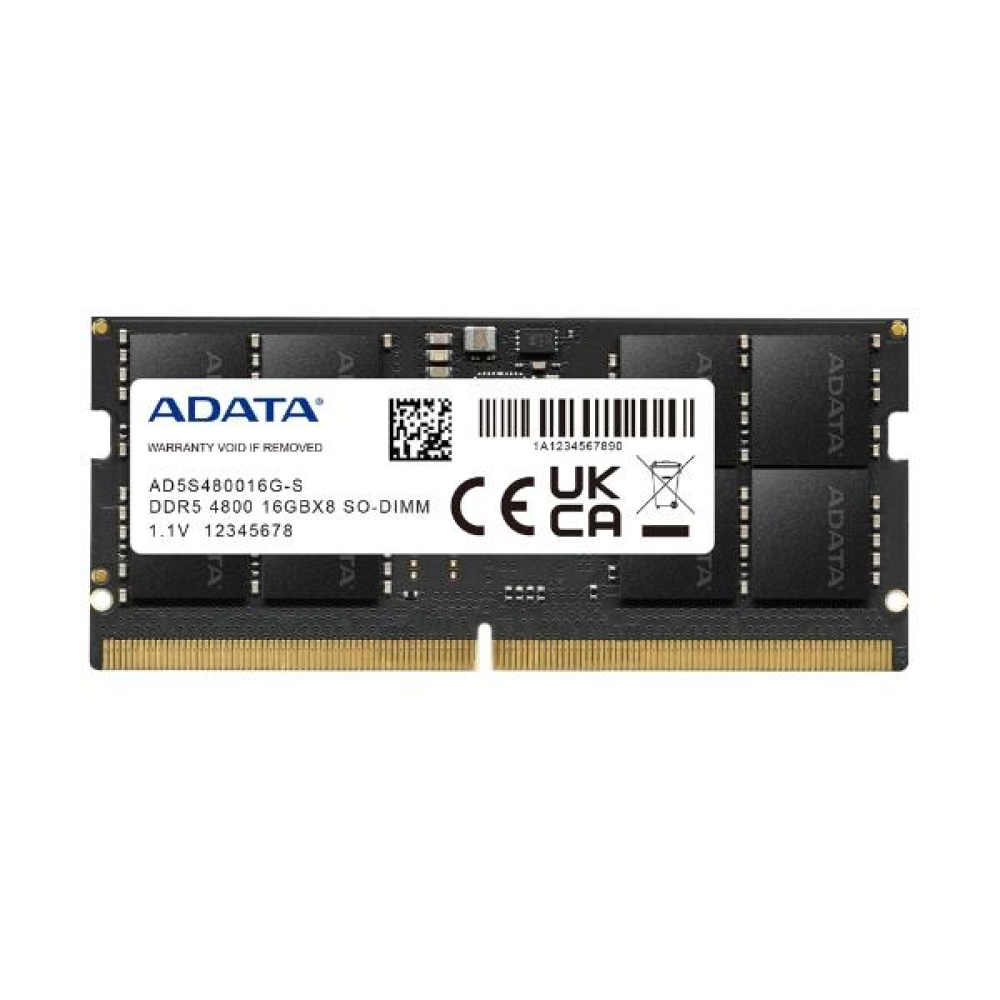 Memoria RAM DDR5 SO-DIMM 16GB 4800MHz, Adata, Color Negro. AD5S480016G-S
