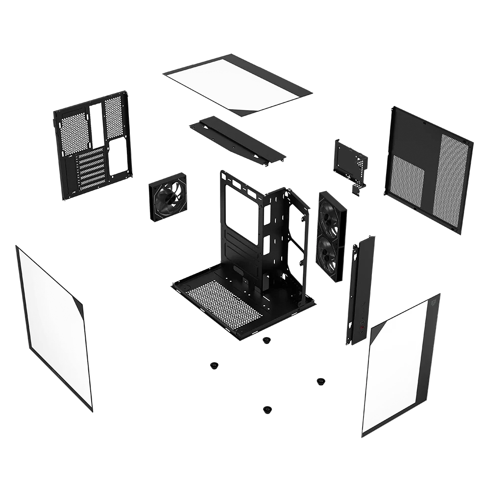 Gabinete ATX Balam Rush Carbono Tank Majestic 6600, Incluye 3 Fans 120mm ARGB, Radiador 240mm Max, Color Negro