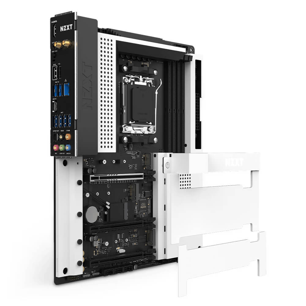 MotherBoard AM5 ATX NZXT N7 B650E Blanca, 128GB RAM DDR5 Max, 1 M.2 PCIE 5 + 2 M.2 PCIE 4, Wi-Fi 6E + BT 5.2