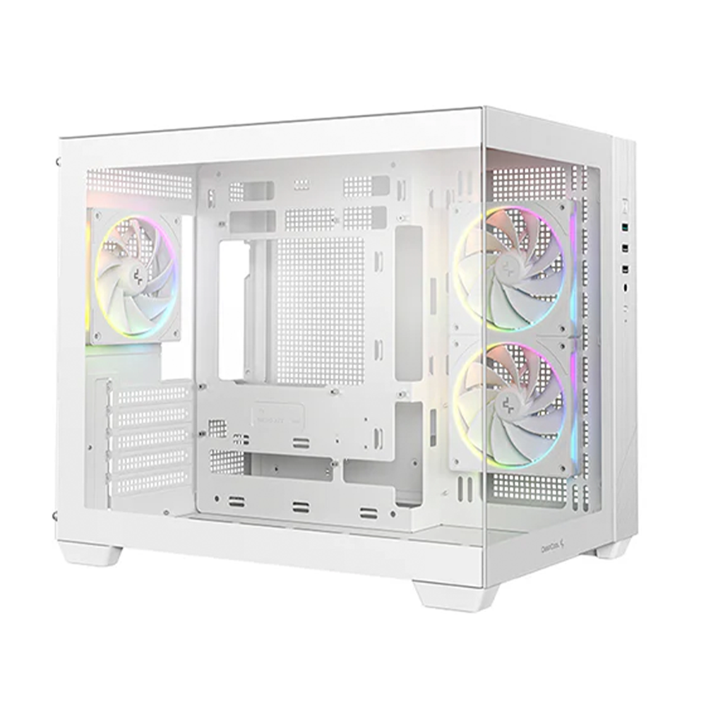 Gabinete Micro-ATX DeepCool CG330 3F WH, Incluye 3 Fans 120mm ARGB, Radiador 360mm Max, Color Blanco