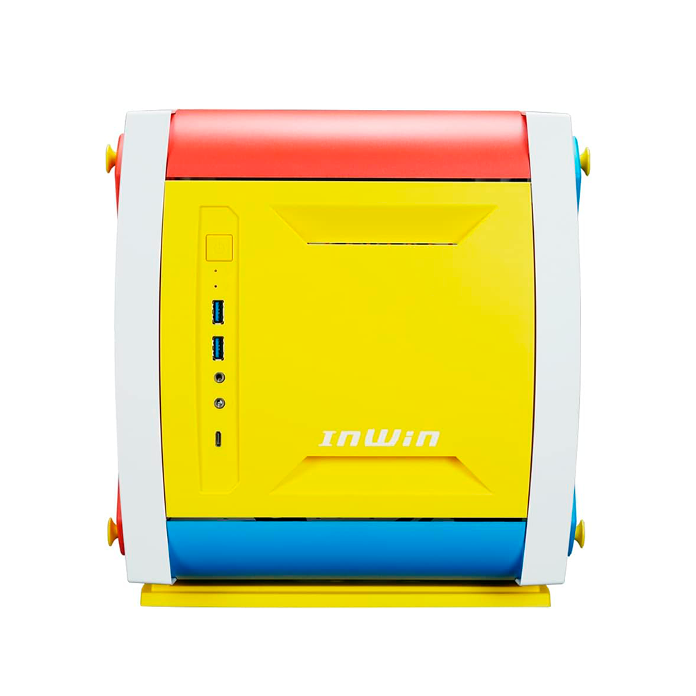 Gabinete Mini-ITX In Win Explorer Justice, Incluye 3 Fans 120mm ARGB, Radiador 240mm Max, Color Blanco/Azul/Rojo