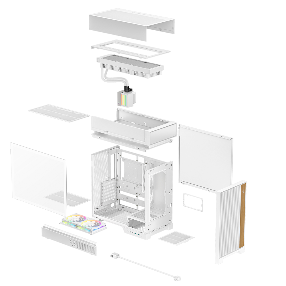 Gabinete ATX DeepCool CL6600, Incluye 2 Fans 120mm ARGB, Incluye Radiador 360mm, Color Blanco