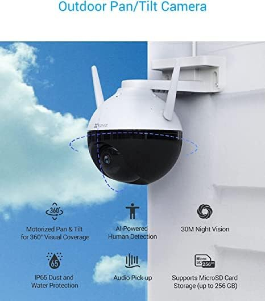 Cámara IP Ezviz C8C IR Interior/Exterior, Inalámbrico/Alámbrico, 1080P, Día/Noche