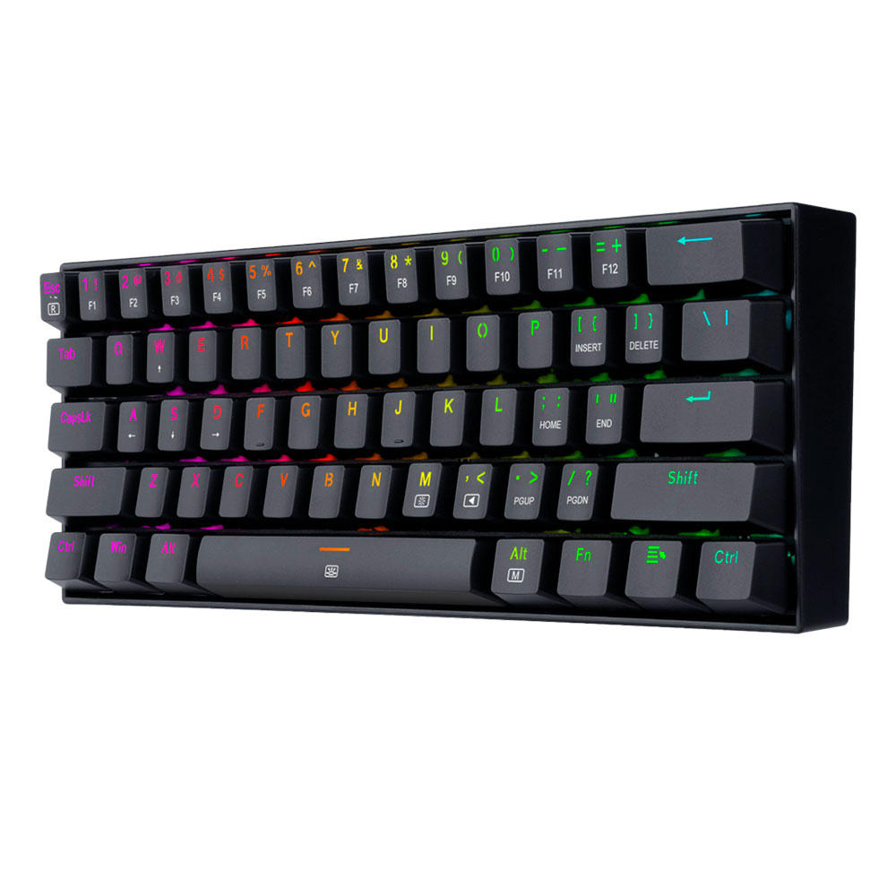 Teclado Alámbrico Mecánico Redragon DragonBorn, Switch Red, 60%, RGB, Color Negro, Ingles