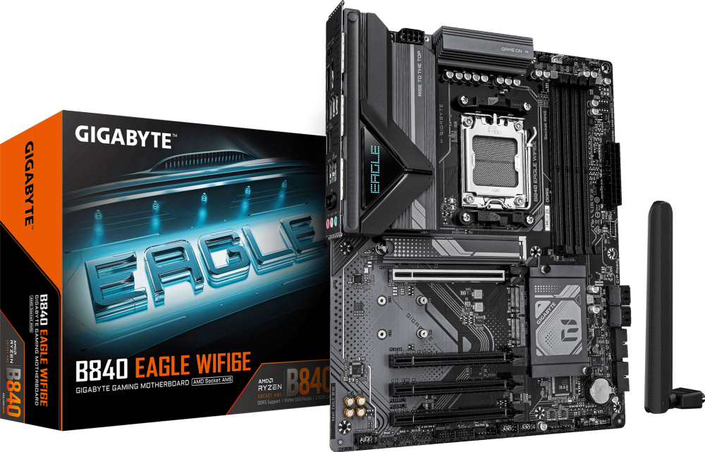 MotherBoard AM5 ATX Gigabyte B840 GAMING X WIFI6E, 256GB RAM DDR5 Max, 2 M.2 PCIE 4 + 1 M.2 PCIe 3.0, Wi-Fi 6E + BT 5.3