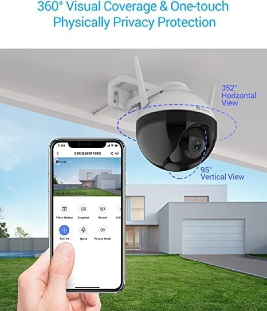 Cámara IP Ezviz C8C IR Interior/Exterior, Inalámbrico/Alámbrico, 1080P, Día/Noche