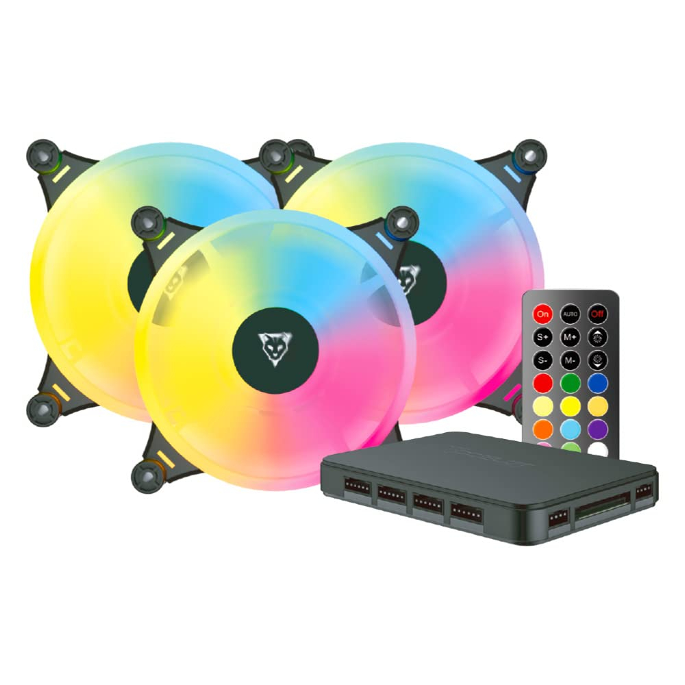 Kit de 3 Ventiladores 120mm Ocelot OFKIT-2, Incluye controlador, ARGB, Color Negro