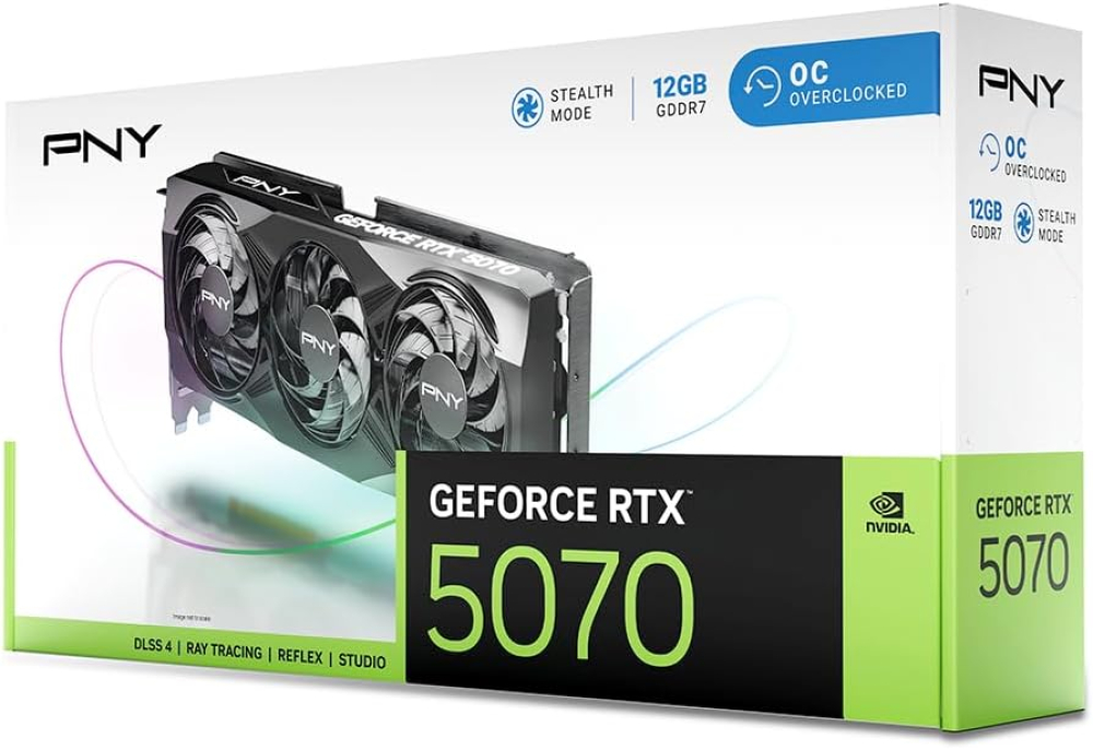 Tarjeta Grafica GeForce RTX 5070 12GB GDDR7 Triple Ventilador Placa Trasera Metal SoftWare Velocity