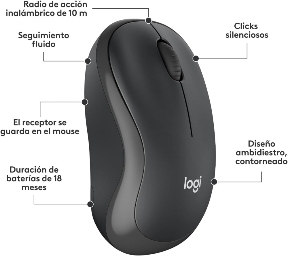 Kit de Teclado y Mouse Inalámbrico Logitech MK295 SILENT, RF, Color Negro, Español
