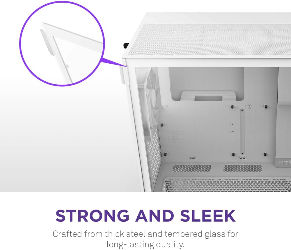 Gabinete ATX NZXT H5 FLOW 2024, Incluye 1 Fans 120mm Blanco, Radiador 280mm Max, Color Blanco
