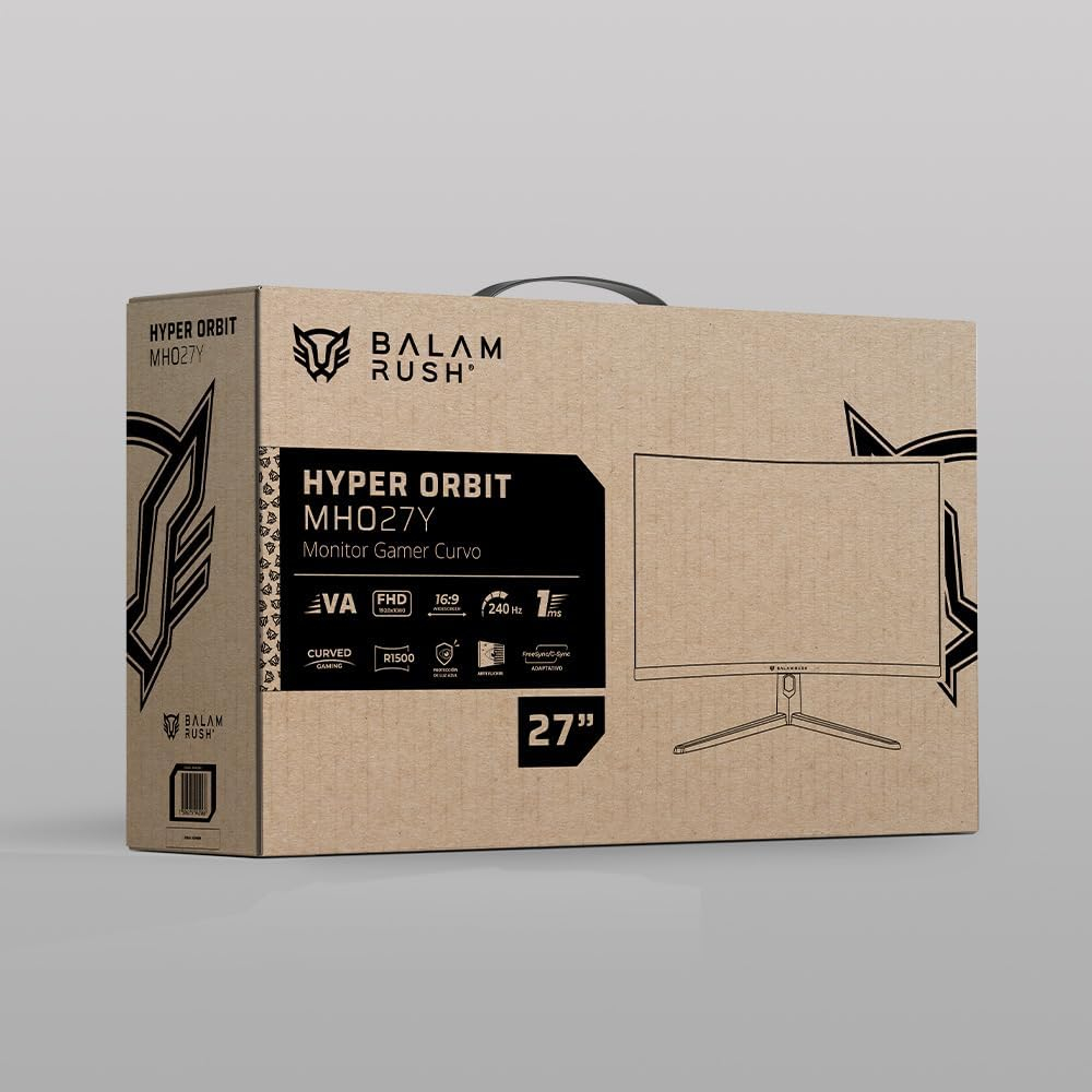 Monitor Curvo 27" 1920x1080 240Hz 1ms, Balam Rush Orbit MHO27Y, Panel VA, Adaptive Sync, 2DP 2 HDMI, VESA 75mm