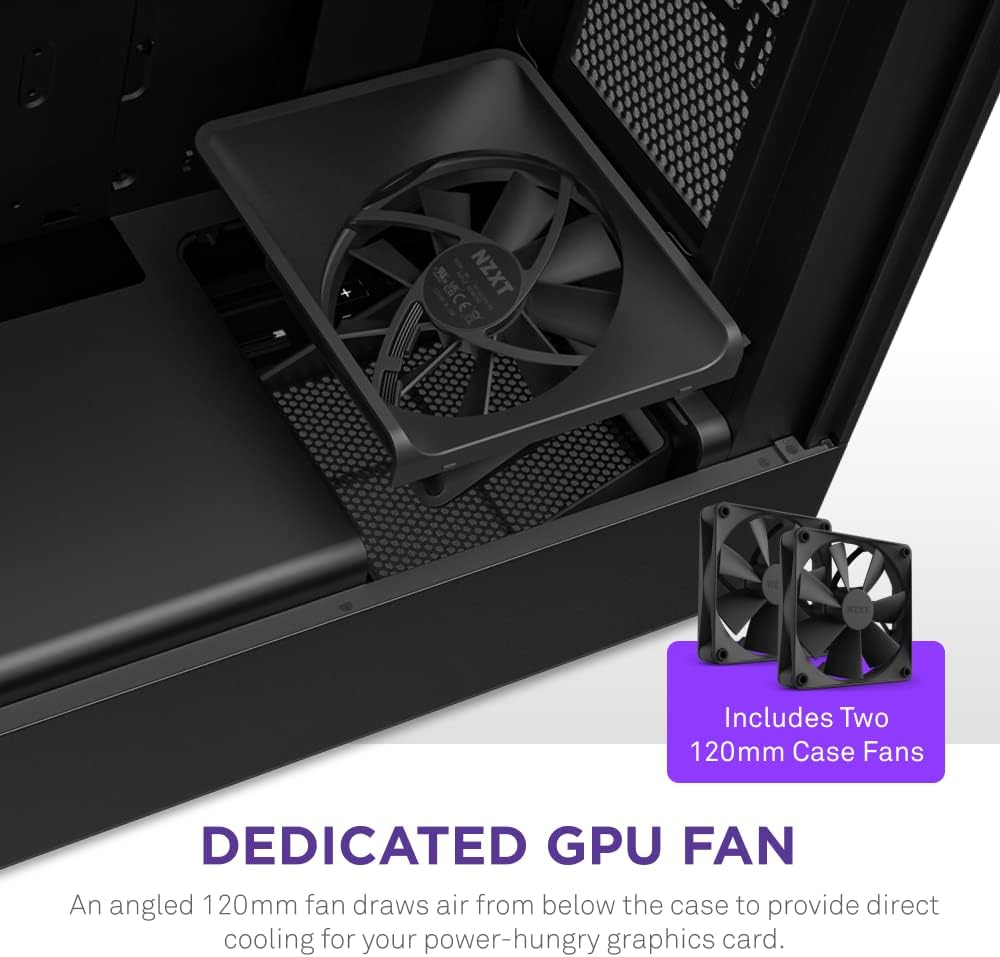 Gabinete ATX NZXT H5 FLOW, Incluye 2 Fans 120mm Negros, Radiador 280mm Max, Color Negro