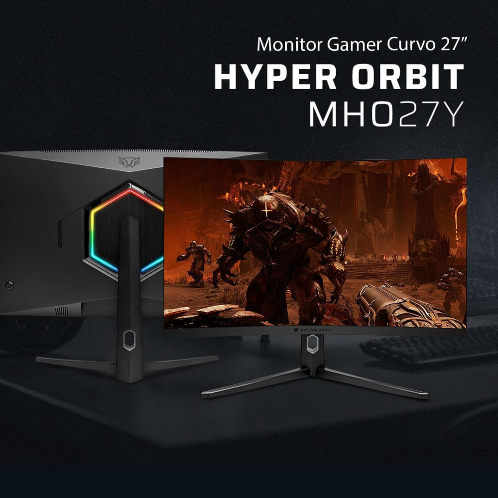 Monitor Curvo 27" 1920x1080 240Hz 1ms, Balam Rush Orbit MHO27Y, Panel VA, Adaptive Sync, 2DP 2 HDMI, VESA 75mm