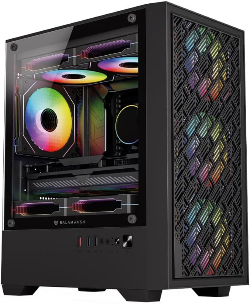 Gabinete Micro-ATX Balam Rush EDGE AIRCOOL 4700A, Incluye 4 Fans 120mm ARGB, Radiador 240mm Max, Color Negro
