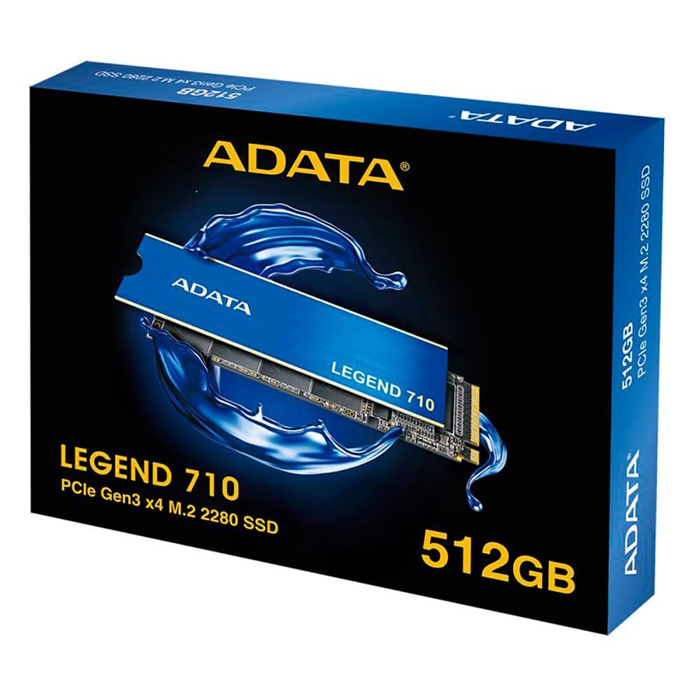 SSD M.2 NVMe PCIe 3 512GB Adata Legend 710, Lectura 2400MB/s Escritura 1000MB/s. ALEG-710-512GCS