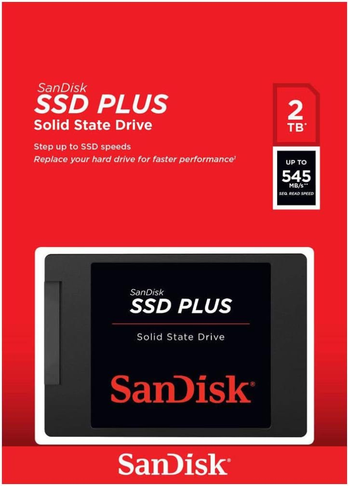 SSD 2.5" SATA 2TB Sandisk SSD PLUS, Lectura 545MB/s. SDSSDA-2T00-G26