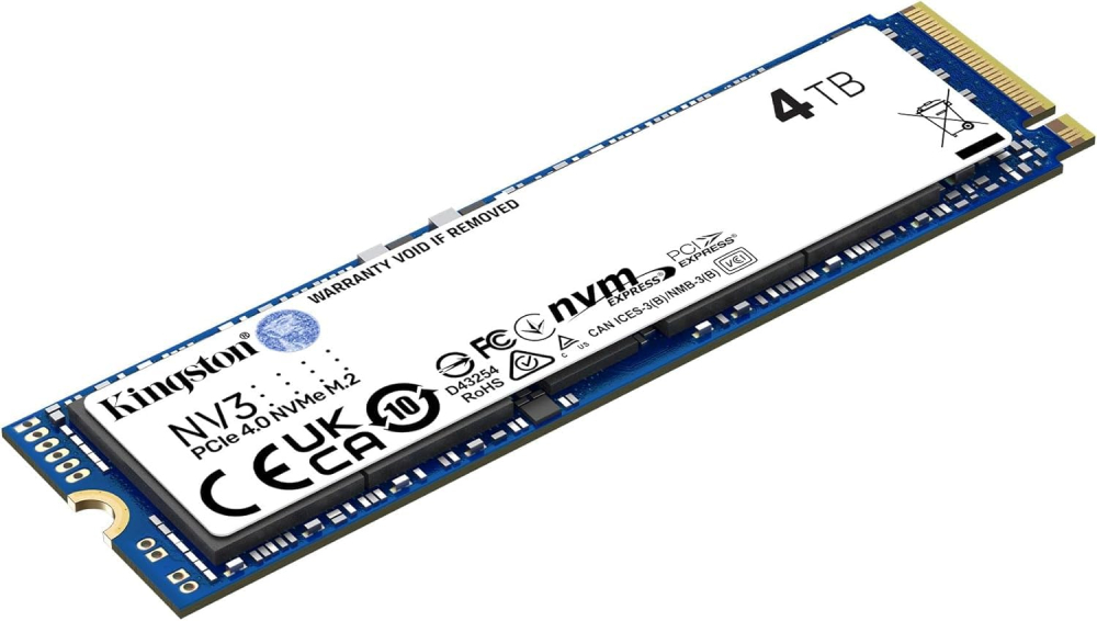 SSD M.2 NVMe PCIe 4 4TB Kingston NV3, Lectura 6000MB/s Escritura 5000MB/s. SNV3S/4000G