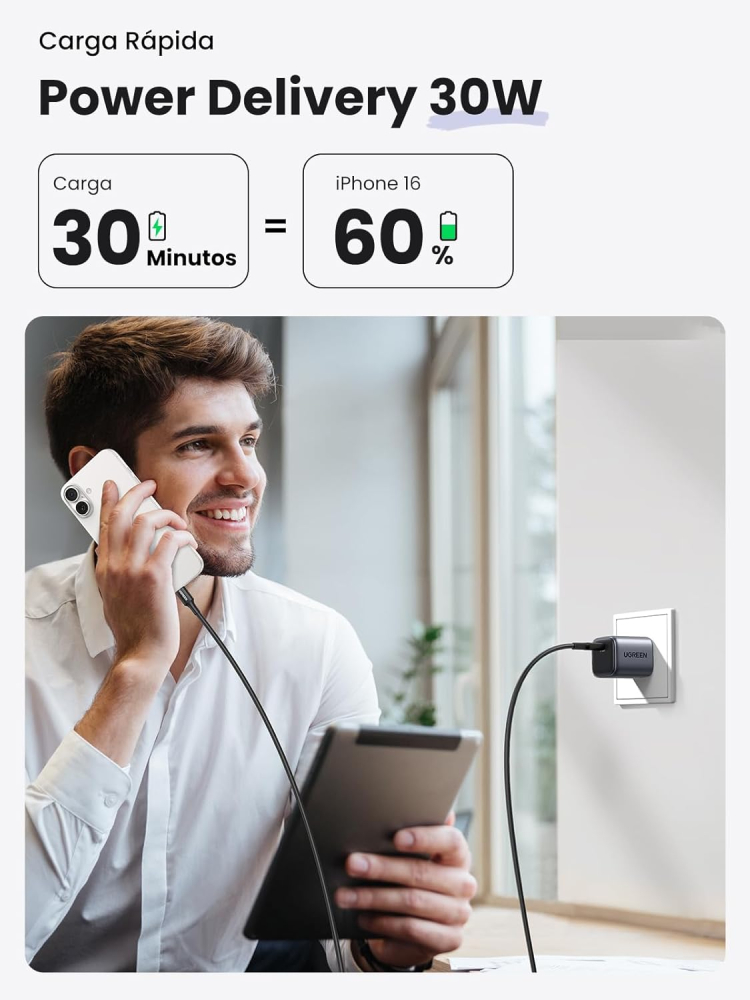 Cargador Mini de 30W UGREEN USB-C de Carga Rápida -