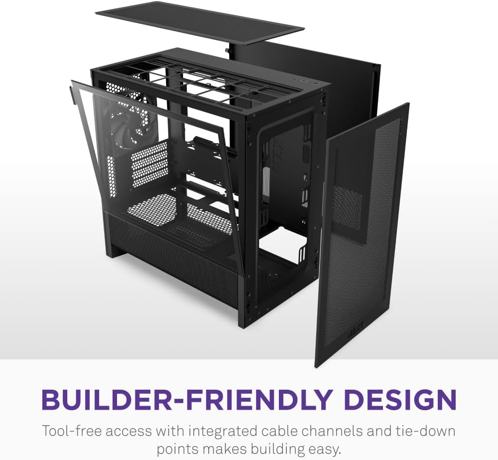 Gabinete Micro-ATX NZXT H3 FLOW, Radiador 280mm Max, Color Negro