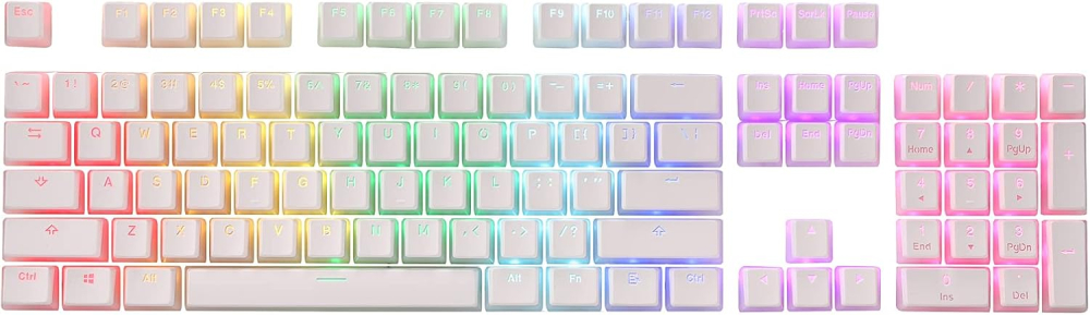 Set de 104 Keycaps RedDragon A130 PBT Blanco en Ingles