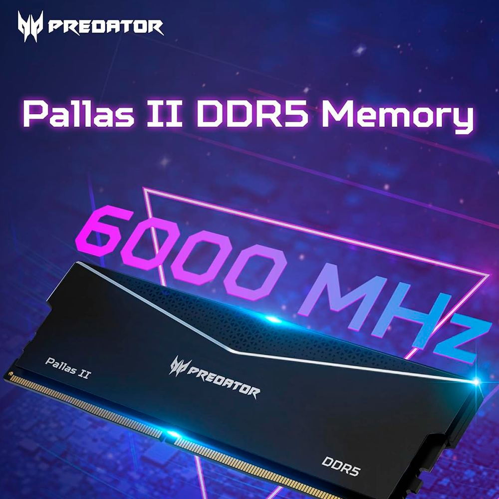 Memoria RAM DDR5 DIMM 24GB 6000MHz CL30, Predator PALLAS II, Color Negro