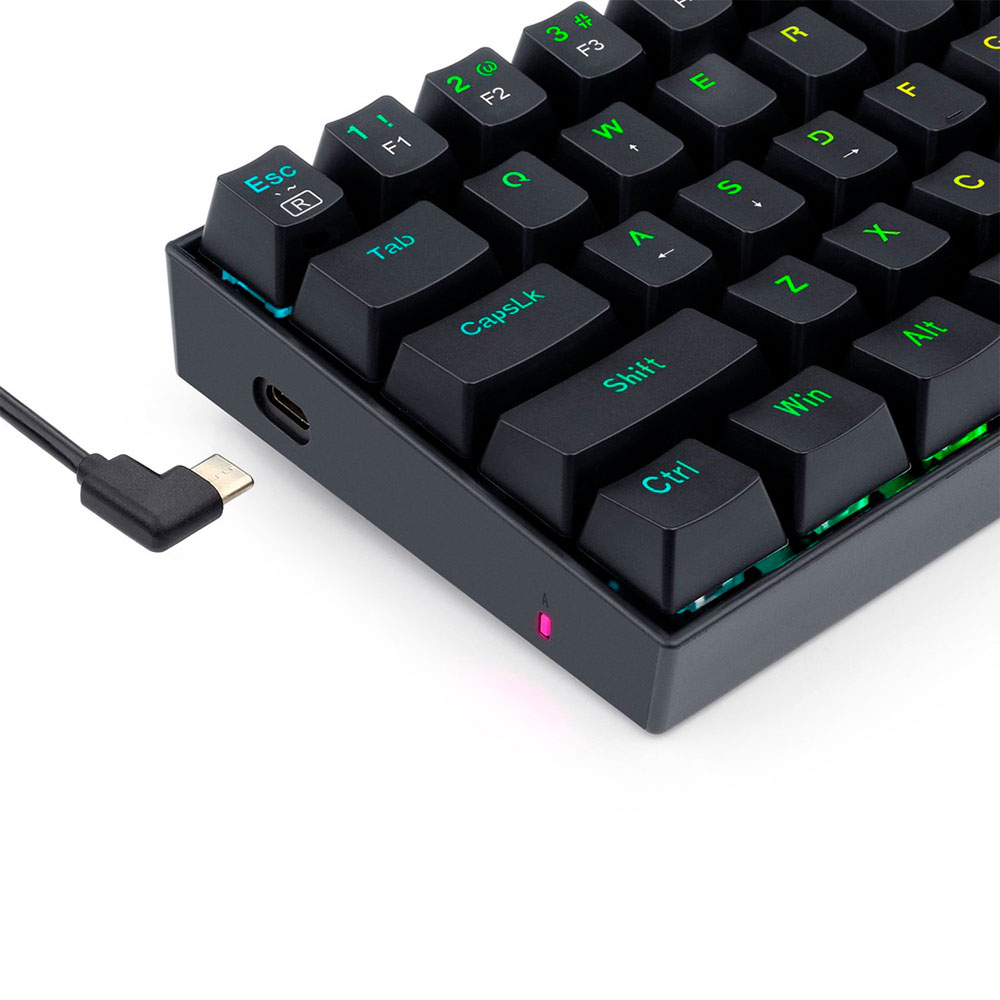 Teclado Alámbrico Mecánico Redragon DragonBorn, Switch Red, 60%, RGB, Color Negro, Ingles