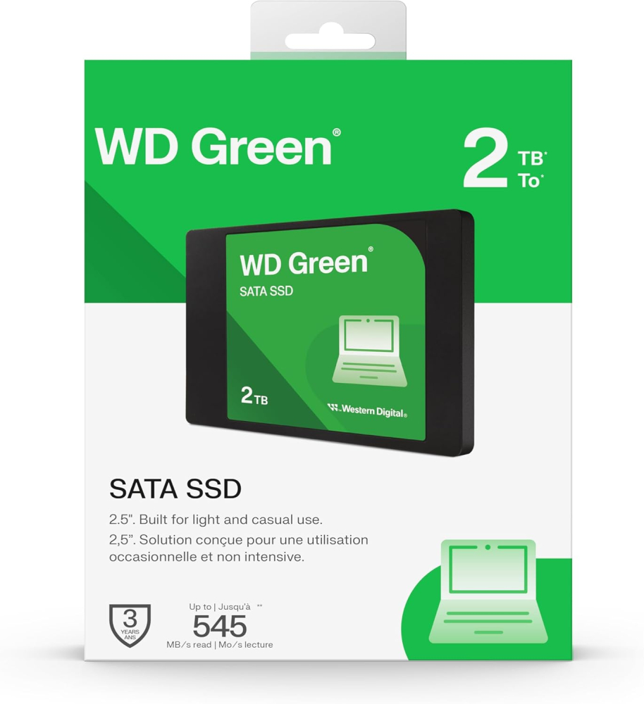 SSD 2.5" SATA 2TB Western Digital Green, Lectura 545MB/s. WDS200T5G0A