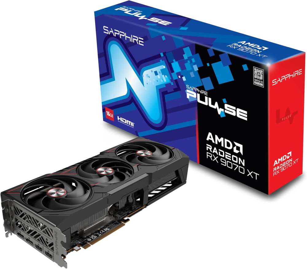 Tarjeta de Video AMD RADEON RX9070XT OC SAPPHIRE PULSE, 16GB GDDR6, 2 DisplayPort + 2 HDMI, Min 750W
