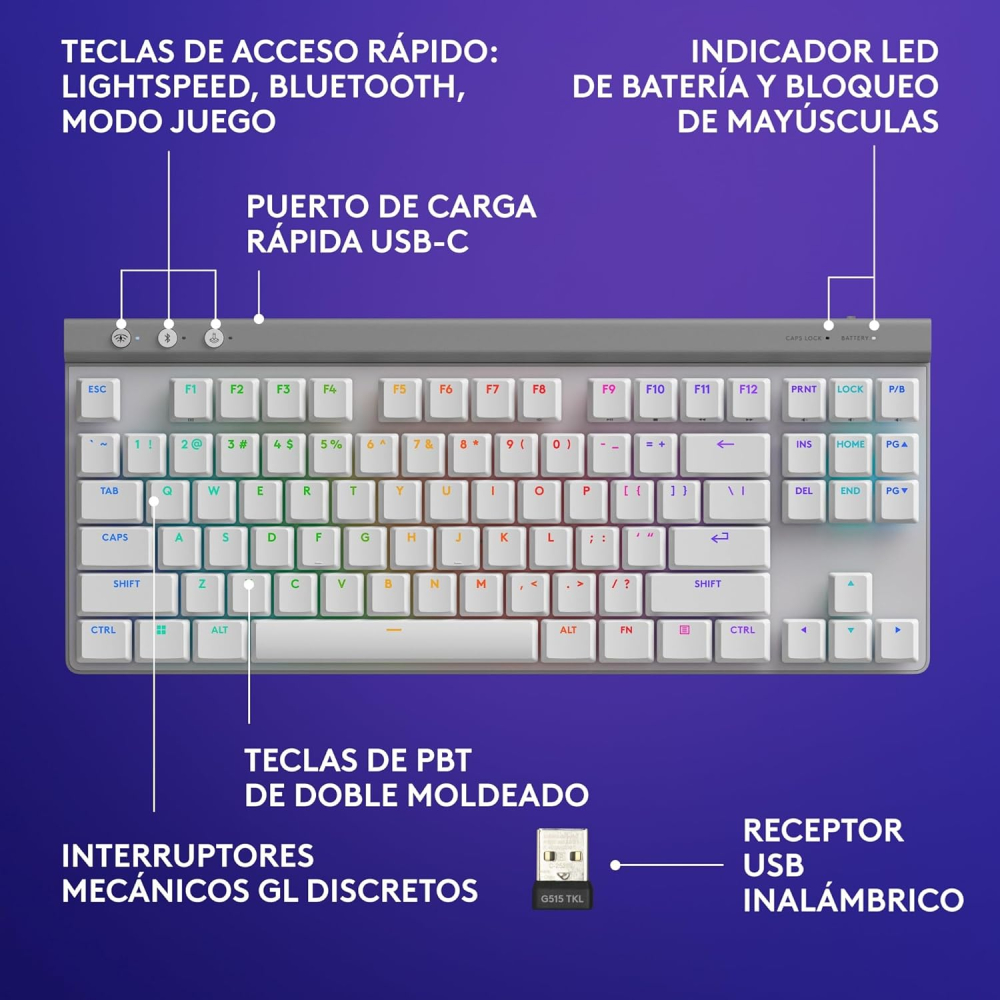 Teclado Logitech G515 TKL Lightspeed Bla