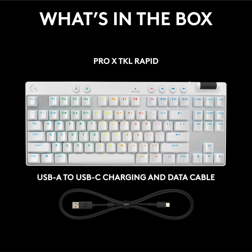 TECLADO LOGITECH PRO X TKL RAPID BLANCO MAG-ANALO RGB USB