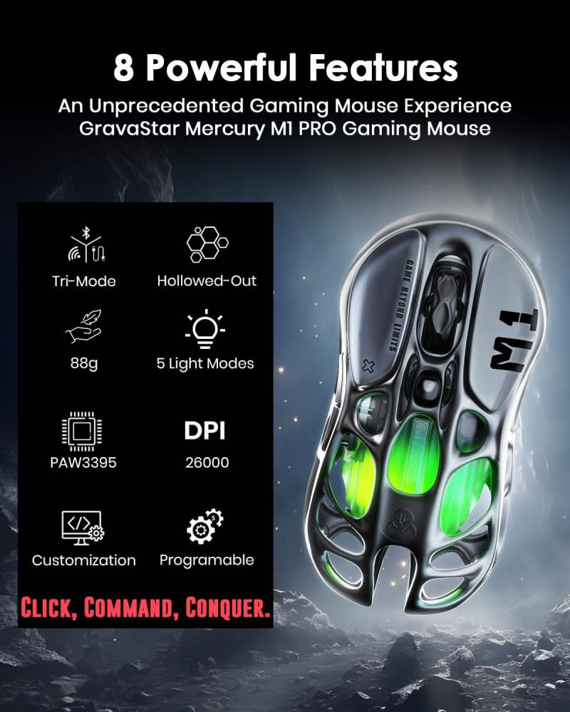 Mouse Gravastar Mercury M1 Pro Silver