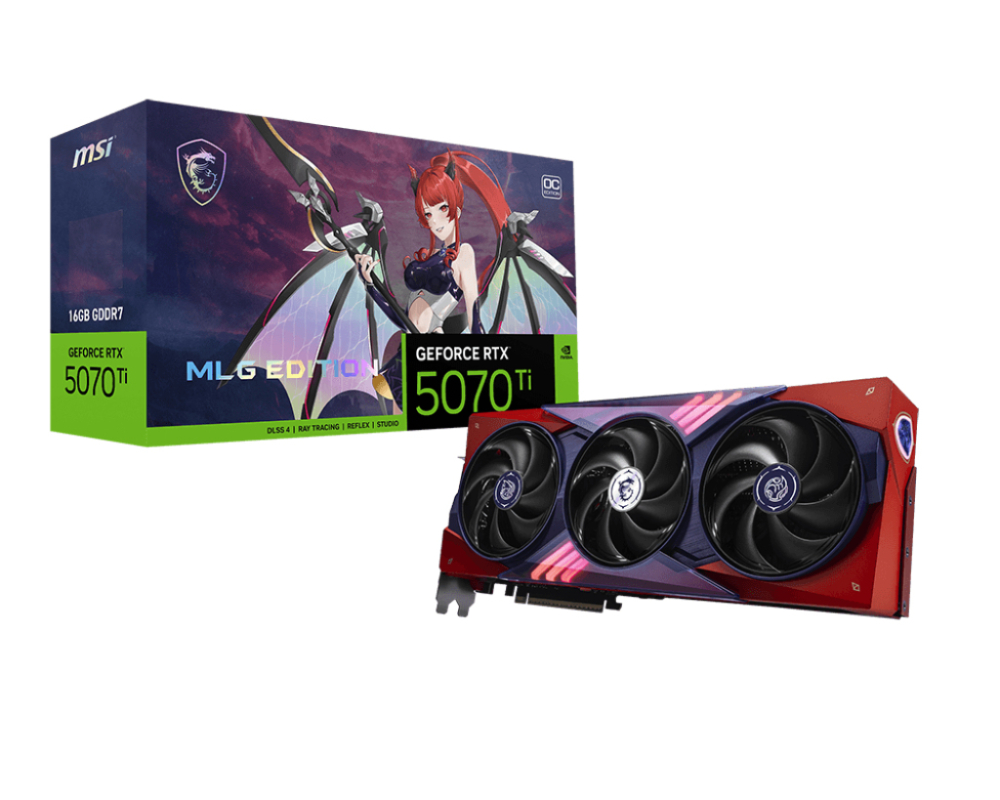 Tarjeta de Video NVIDIA RTX5070Ti OC MSI GAMING TRIO MLG EDITION, 16GB GDDR7, 3 DisplayPort + 1 HDMI, Min 750W