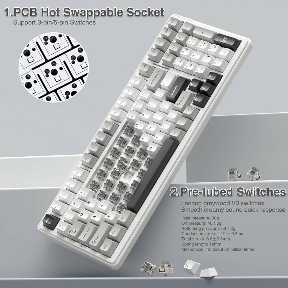 Teclado AULA F99 Gris - Blanco